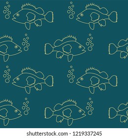 Seamless pattern with fish swimming in the sea. Design for wallpaper, gift paper, pattern fills, web page background, greeting cards. EPS10. Clipping mask applied