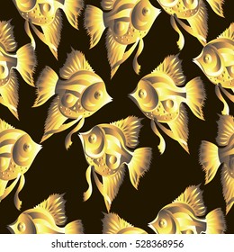 Seamless pattern with fish swimming in the sea