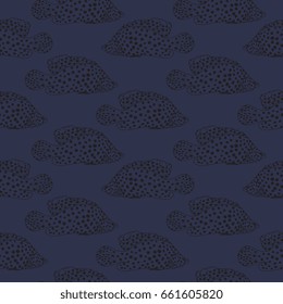 Seamless pattern with fish. Vector doodle is suitable for packing, fabric, wallpaper.