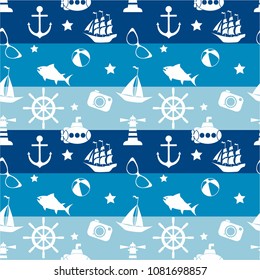 Seamless pattern with fish. Vector illustration. Print. Repeating background. Cloth design, wallpaper. 