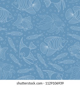 Seamless pattern with fish. Vector illustration.