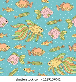Seamless pattern with fish. Vector illustration.