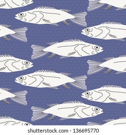 Seamless pattern with fish. Vector illustration.