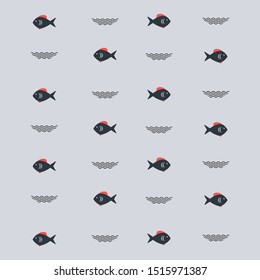 Seamless pattern of fish. Vector illustration of fish