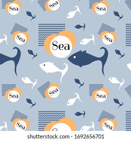 Seamless pattern with fish. Vector illustration. 