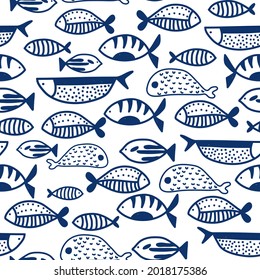 ilustración vectorial de peces sin costura.