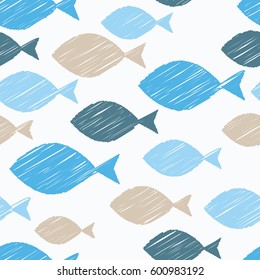 Seamless Pattern With Fish. Vector Illustration. Print. Repeating Background. Cloth Design, Wallpaper. 