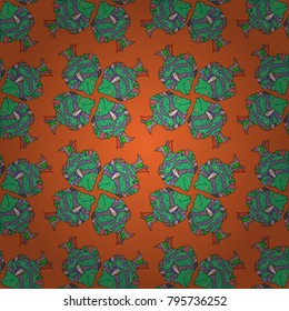 Seamless pattern with fish. Vector illustration. Color image of repeating and alternating constituent elements. Fishes on orange, green and neutral. Decorative ornament. Abstract Vector illustration.