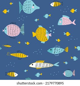 Seamless pattern with fish. Vector illustrations