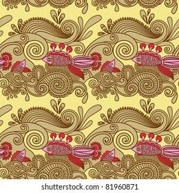 seamless pattern with fish and wive