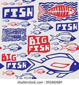 Seamless pattern with fish. Wrapping paper for food