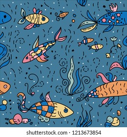 Seamless pattern with fishes