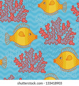 Seamless pattern with fishes