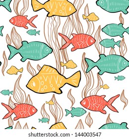 Seamless pattern with fishes