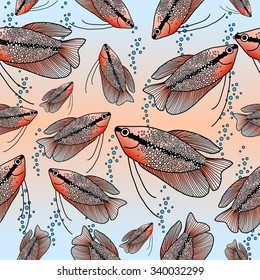 Seamless pattern with fishes