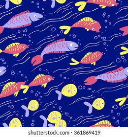 Seamless pattern with fishes