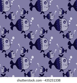 Seamless pattern with fishes