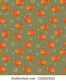 Nahtloses Muster mit Fischen und Blasen. Die Unterwasserwelt der Lagune. Vektor-Babystruktur