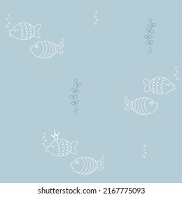 Seamless pattern with fishes. Cute patern for the design of fabrics, wallpapers, covers, clothes