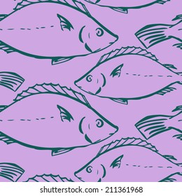 Seamless pattern with fishes, hand drawn vector illustration