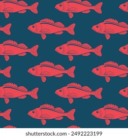 Seamless pattern with fishes. Perfect for fabric design, poster, print, decor element