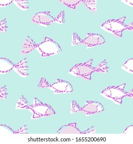Seamless Pattern of Fishes. Vector Animal Background.