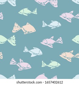 Seamless Pattern of Fishes. Vector Background.