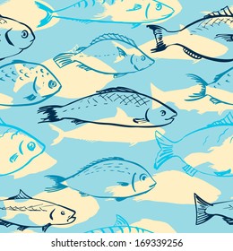 Seamless pattern with fishes, vector illustration