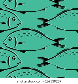 Seamless pattern with fishes, vector illustration