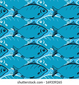 Seamless pattern with fishes, vector illustration