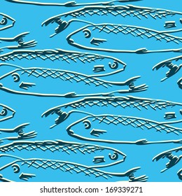 Seamless pattern with fishes, vector illustration