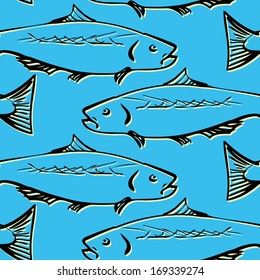 Seamless pattern with fishes, vector illustration