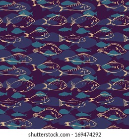Seamless pattern with fishes, vector illustration
