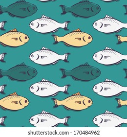 Seamless pattern with fishes, vector illustration