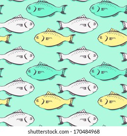 Seamless pattern with fishes, vector illustration