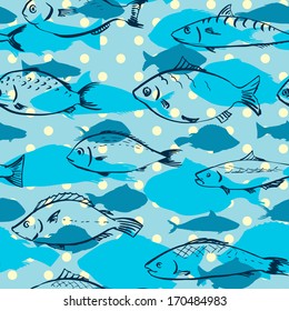 Seamless pattern with fishes, vector illustration