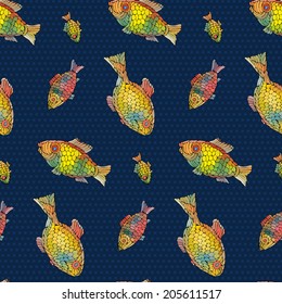 Seamless pattern with  fishes.Vector illustration.