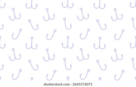 Seamless pattern with fishing hook. Fishhook simple silhouette background. Flat vector illustration 