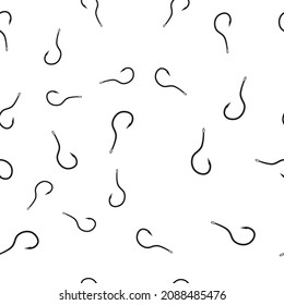 Seamless pattern with fishing hook on white background. Vector illustration