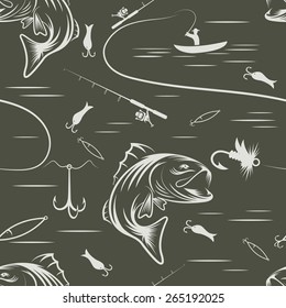 Seamless pattern for fishing theme. Vector illustration