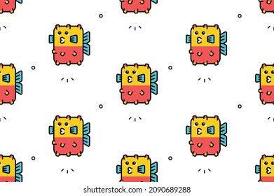 Seamless pattern with Fishs. Icon design. Template elements