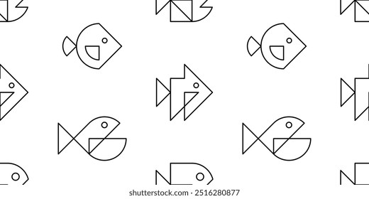 Seamless pattern with Fishs. isolated on white background