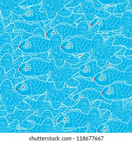 seamless pattern with fisnes. Vector background