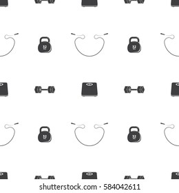 seamless pattern with fitness icons, vector illustration
