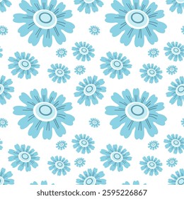 Seamless pattern of five petal flower, Spring, summer, Suitable for botanical designs and decorative elements.	
