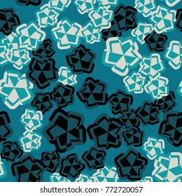 Seamless pattern. Five side figures cut into six pieces.