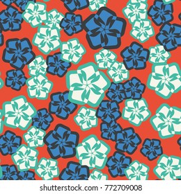 Seamless pattern. Five-petalled flowers.