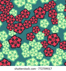 Seamless pattern. Five-petalled flowers.