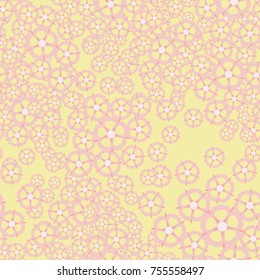 Seamless pattern of five-petalled flowers. The texture contains 5 colors.