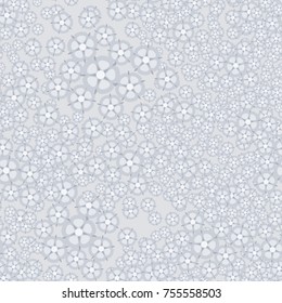 Seamless pattern of five-petalled flowers. The texture contains 5 colors.